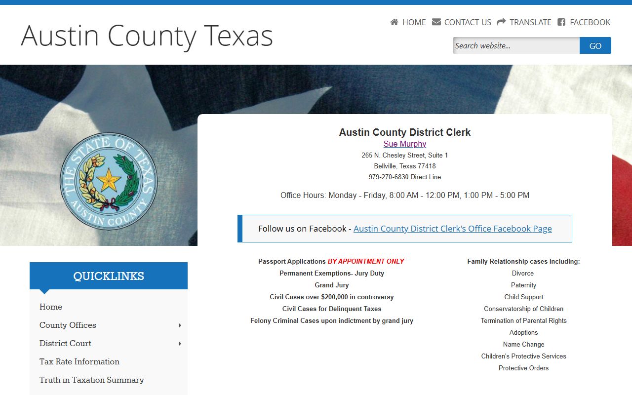 Austin County criminal history records