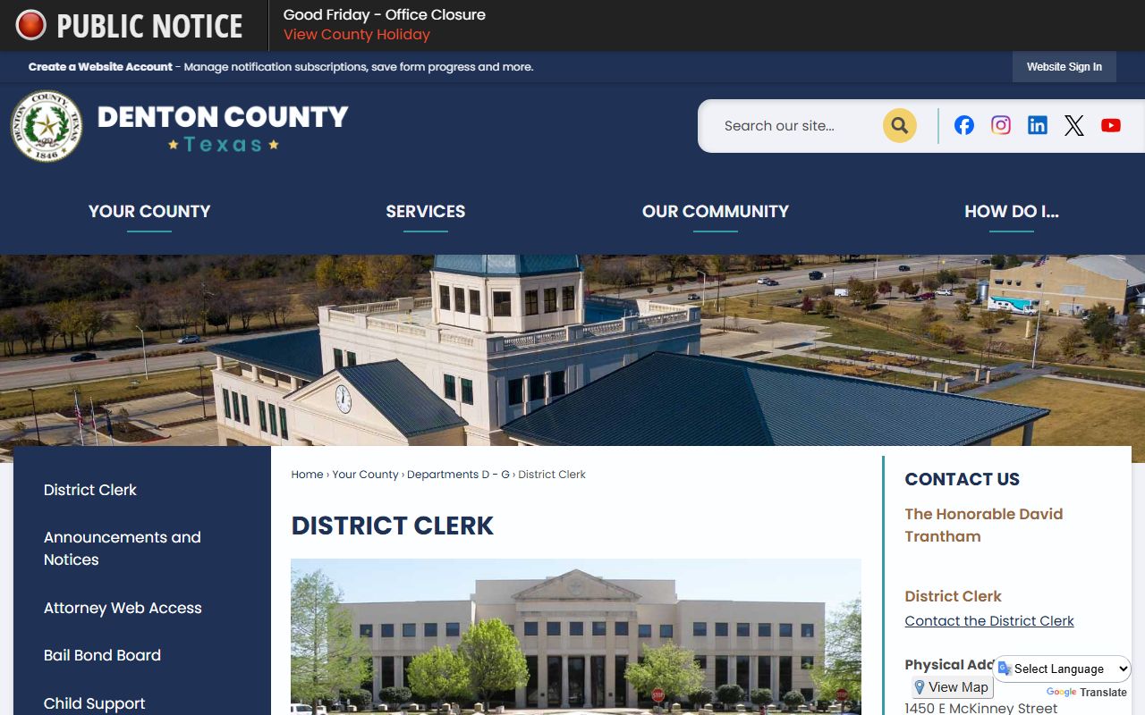 Denton County District Clerk criminal history records
