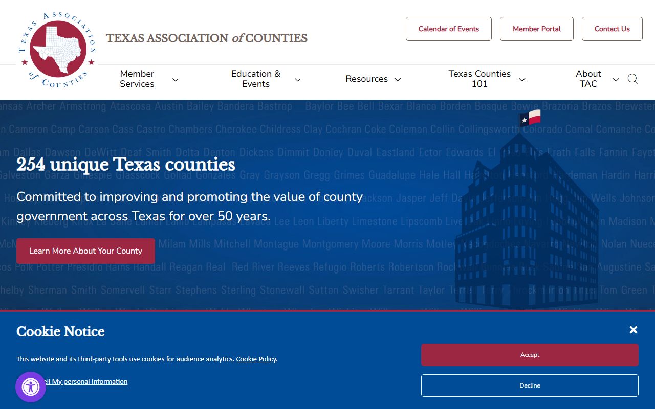 Texas Association of Counties for county-level criminal history records